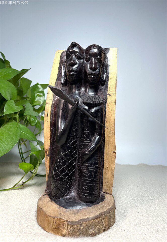 新品限量非洲黑木雕人物 乌木雕刻人像夫妇 家居收藏红木摆件