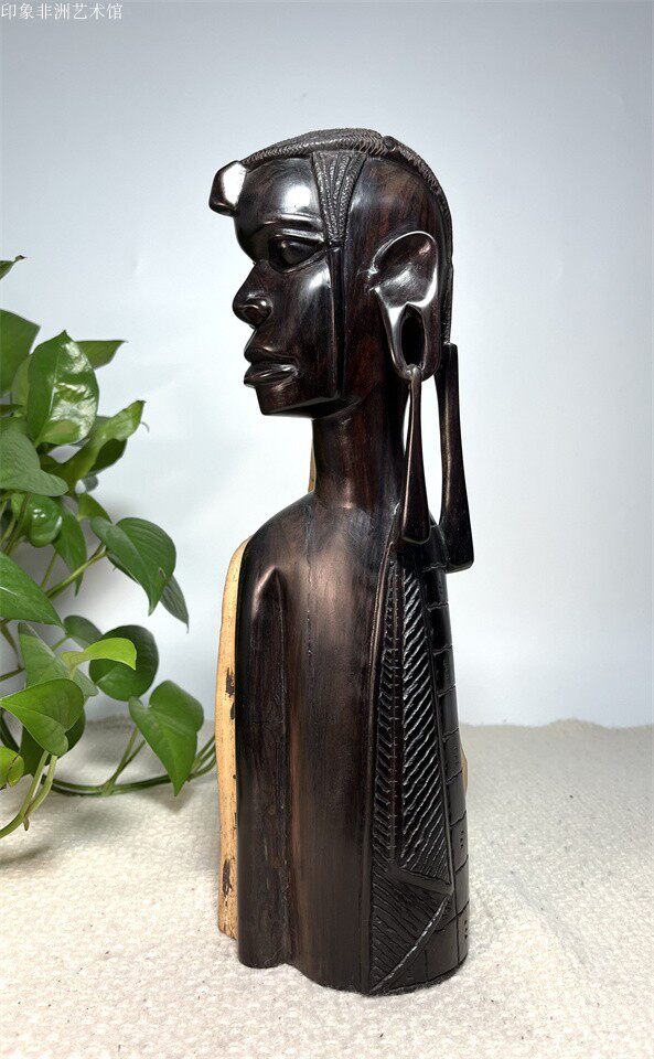 新品限量非洲黑木雕人物 马赛酋长 家居收藏红木摆件