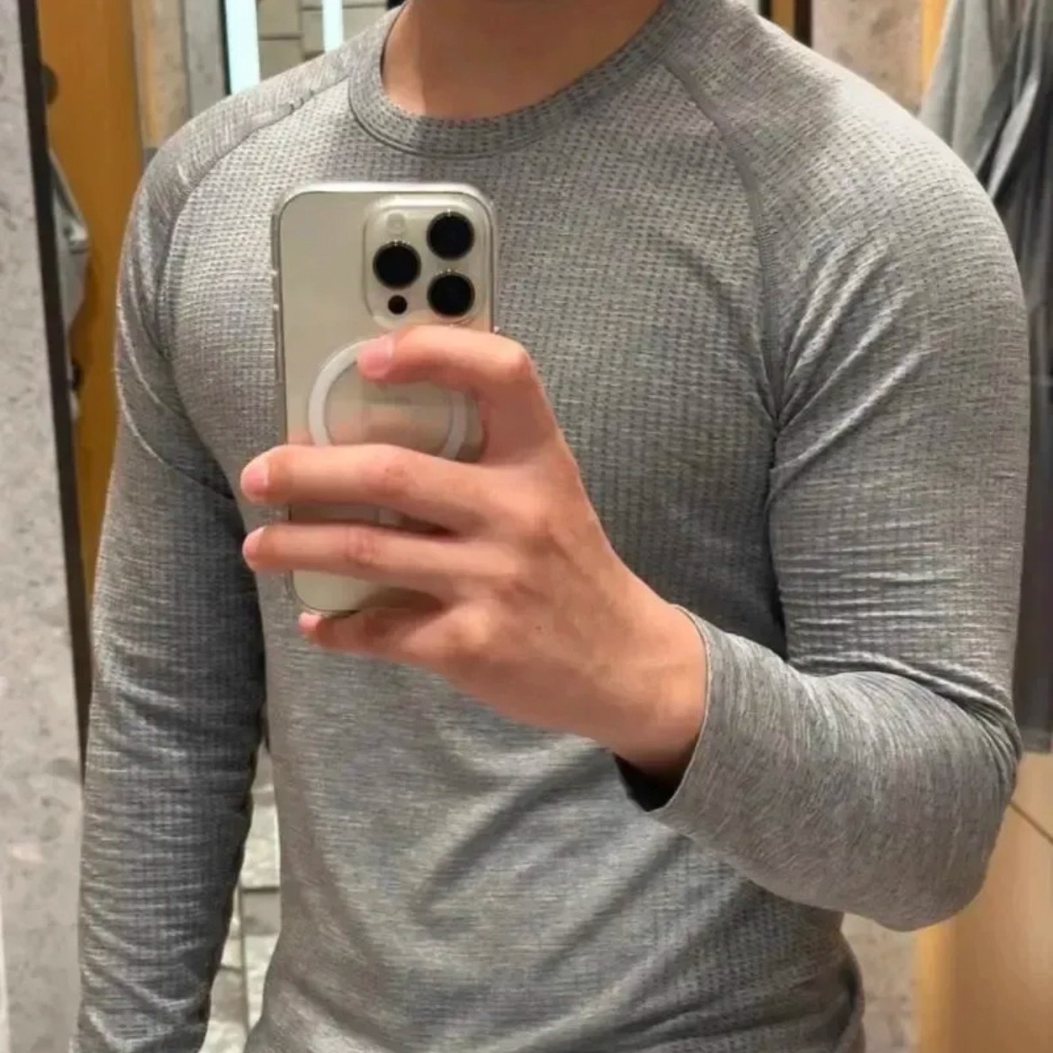 【LU平替】无缝一体科技 春秋季男速干透气户外运动跑步长袖T恤衫