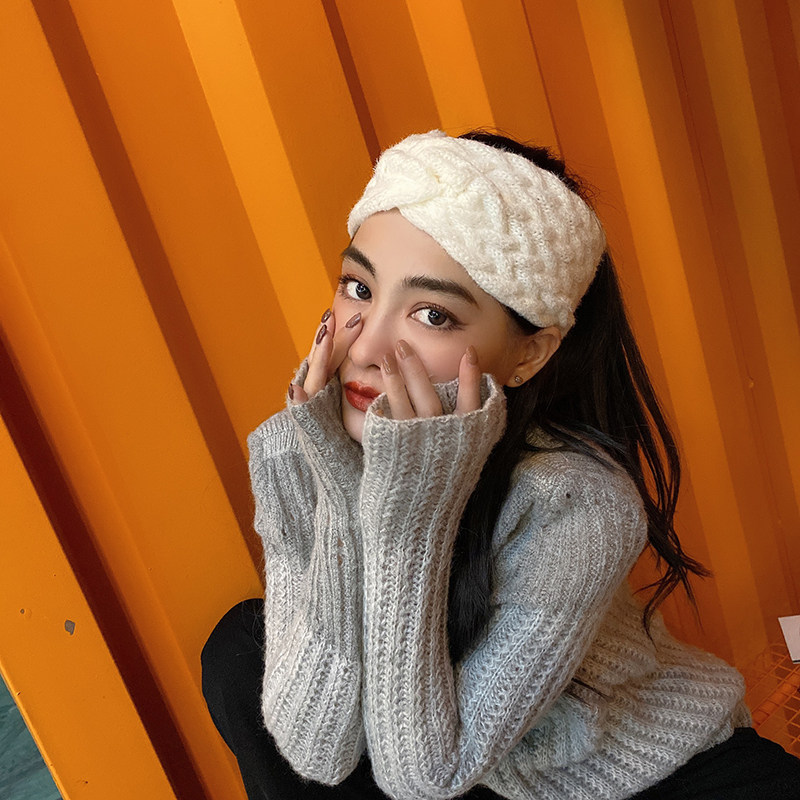 韩国针织毛线化妆头套洗脸发带女网红简约防滑可爱头箍甜美束发带