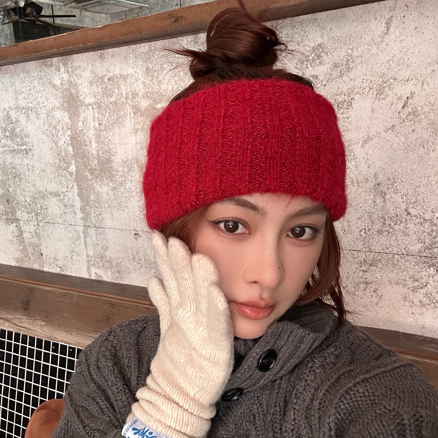 韩国马海毛发带女秋冬网红ins纯色百搭宽边针织发箍束发瑜伽头套