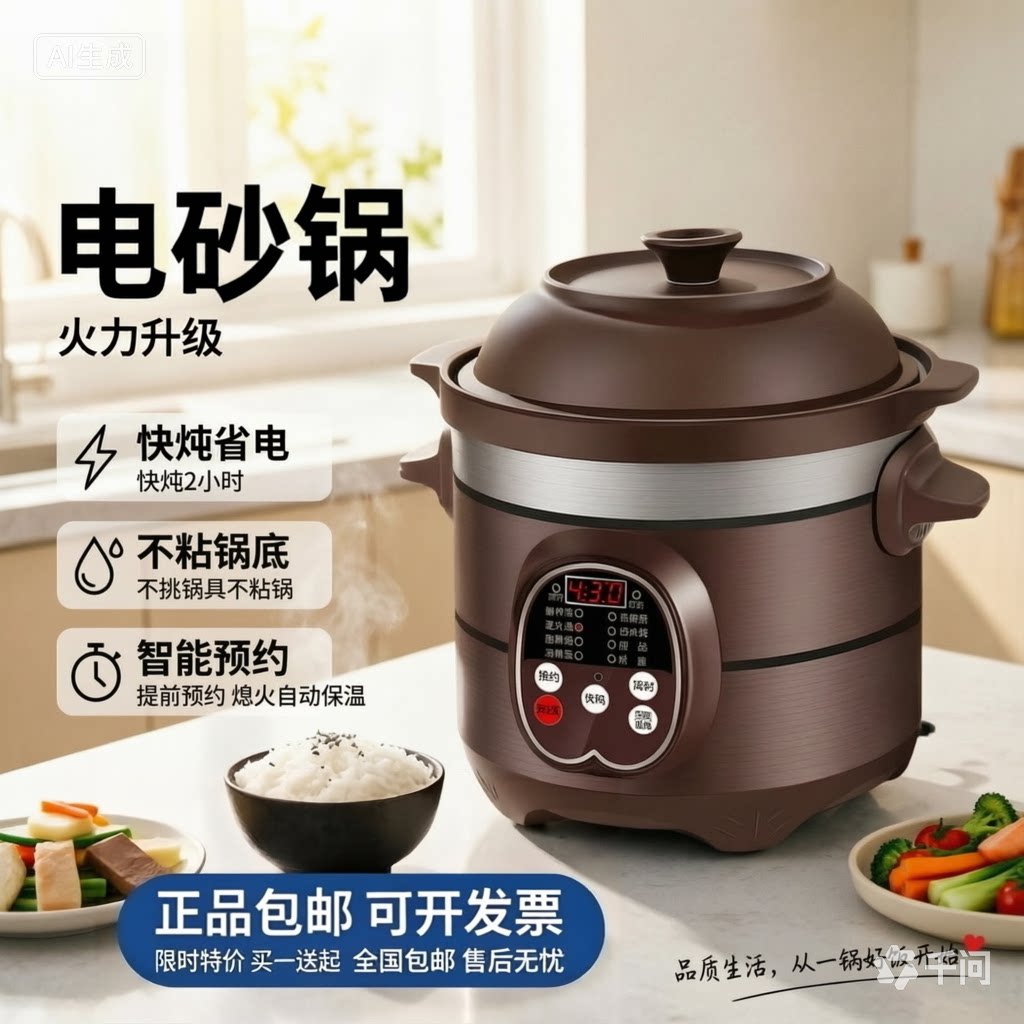 粤友电砂锅智能预约快炖省电