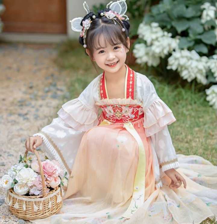 唐点阁2023汉服女童民族风超仙古风刺绣连衣裙小女孩中国风复古洋