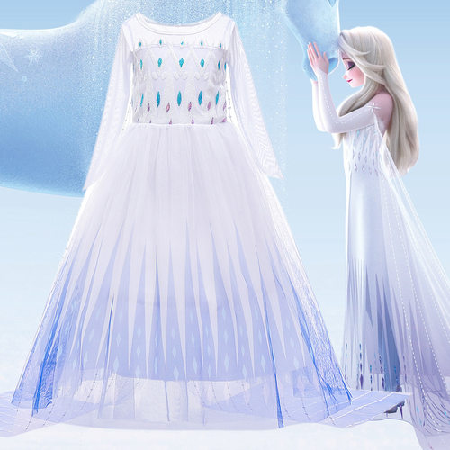 爱莎公主裙冰雪奇缘女童演出服