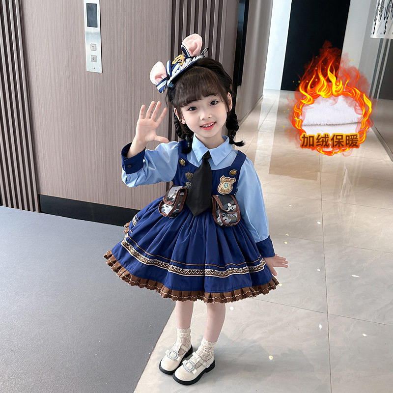 冬女童加绒朱迪兔子警官连衣裙小女孩生日洛丽塔蓬蓬裙舞台演出服,童装/婴儿装/亲子装,儿童运动套装,淘宝优惠券,粉丝福利购,淘宝优惠卷