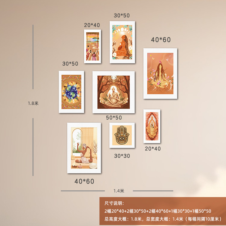 整套大地之母私密艺术疗愈挂画 美容院墙装饰画医美月子产康壁画