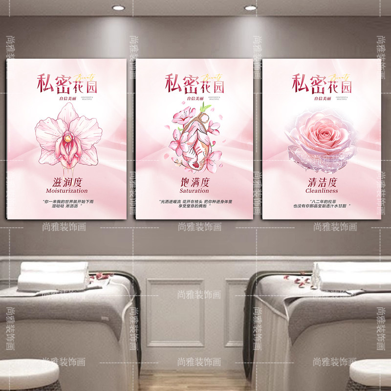 医美私密小屋宣传挂画 产康月子中心墙装饰画美容院生殖养护壁画