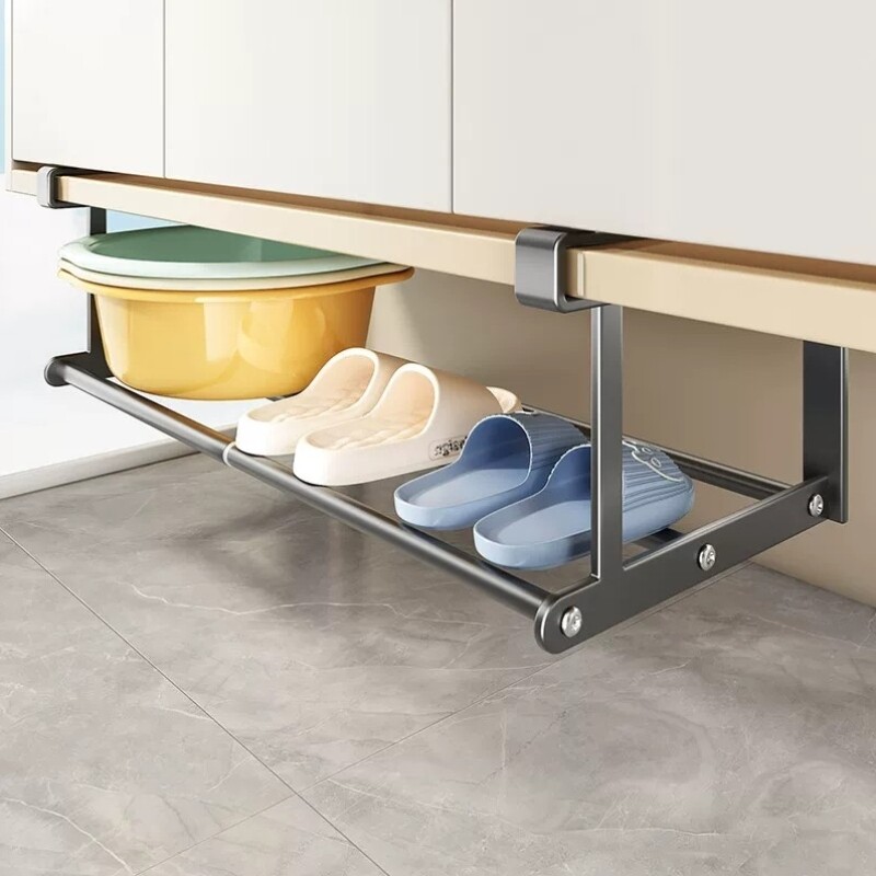 可伸缩悬挂脸盆架浴室柜下盆子放置架化妆室洗脸盆置物架挂盆神器