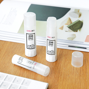 得力 透明固体胶胶水学习办公财务胶儿童手工课胶棒粘性强缓干型