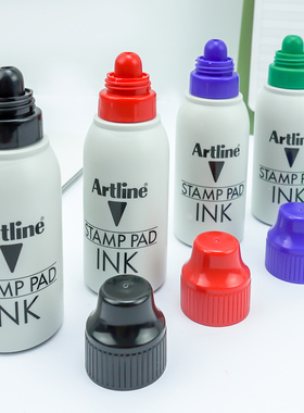Artline印油ESA-2N快干印台印泥补充液黑红蓝色50ml水性补充印油