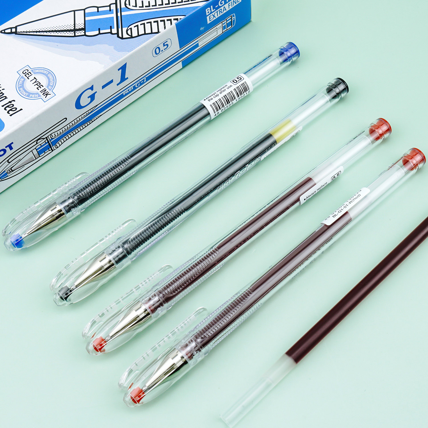 百乐g1中性笔0.5大容量子弹头啫喱水笔简约办公签字红蓝黑芯热销