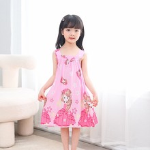 儿童夏季棉绸睡衣宝宝小女孩夏天绵绸薄款无袖睡裙女童公主家居裙