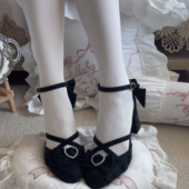 包头学生汉服凉鞋 黑猫集市夏日圆舞曲高跟洛丽塔中空夏季 可爱凉鞋