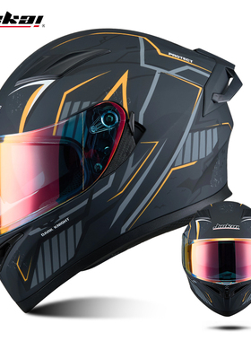 JIEKAI摩托全盔男女机车全盔四季通用男女仿赛街车骑士跑盔3c认证