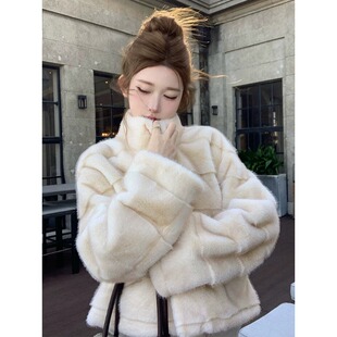 2026新款环保貂毛皮草女冬短款高级感皮毛一体加厚水貂绒毛毛外套