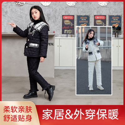 棉睡衣加绒公主冬季女童加厚夹棉