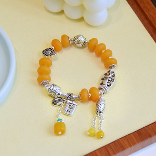 仿蜜蜡民族风流苏平安手链复古新中式民族风闺蜜手饰手绳景区热卖