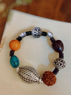 手工多宝手镯手链创意编织手链菩提绿松石转运珠男女情侣礼物手串