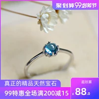 Đồng bằng biển xanh topaz nhẫn nữ tự nhiên s925 sterling bạc Nhật Bản và thời trang Hàn Quốc đơn giản đôi đuôi nhẫn nhẫn trang sức - Nhẫn nhẫn vàng 18k