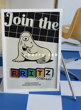 CHERRY Leb|韩国博主ins同款黑白海狮卡通海报家居装饰画壁画摆件