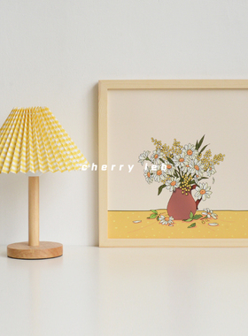 ins复古小清新雏菊花卉植物海报墙贴正方形装饰挂画原木画框摆件