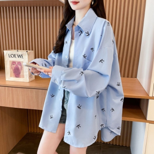 衬衫 2026新款 蝴蝶结长袖 法式 女宽松休闲百搭遮肉设计感上衣女 大码