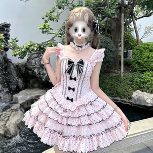 新款Lolita 【亿点点】 千金风全款现货波点公主裙 显瘦蝴蝶结