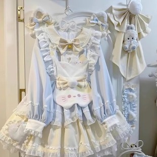 甜茶少女lolita甜茶喵可爱小猫洛丽塔op连衣裙长短袖清新日常甜心