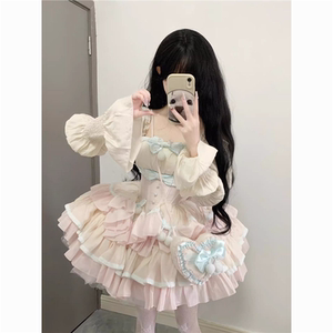 甜妹Lolita洛丽塔公主裙法式初恋奶甜蓬蓬蛋糕裙收腰仙女连衣裙秋
