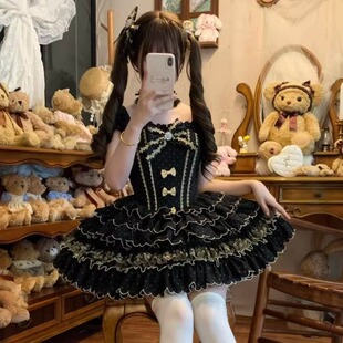 新款【亿点点】Lolita千金风波点公主裙显瘦蝴蝶结全款现货洛丽塔