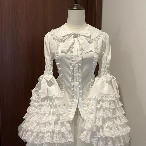 lolita内搭欧式上衣宫廷风姬袖衬衫娃娃领长袖上衣蕾丝doll感