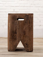 Simple solid wood furniture from the ancient era, square stools, old elm wood dining chairs and stools, creative old door panels, fashionable design, and small stools thumbnail 3