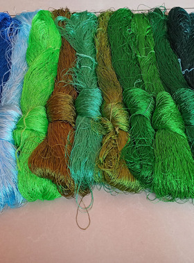 170克大把绿色手工绣花线3股细冰丝线绣鞋垫线光滑不掉色丝光线