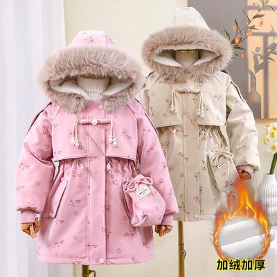女童加绒加厚冬季皮衣派克服
