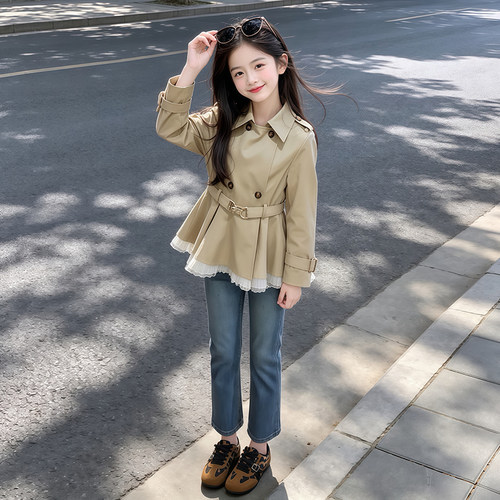 女童春秋装2026新款风衣外套秋款