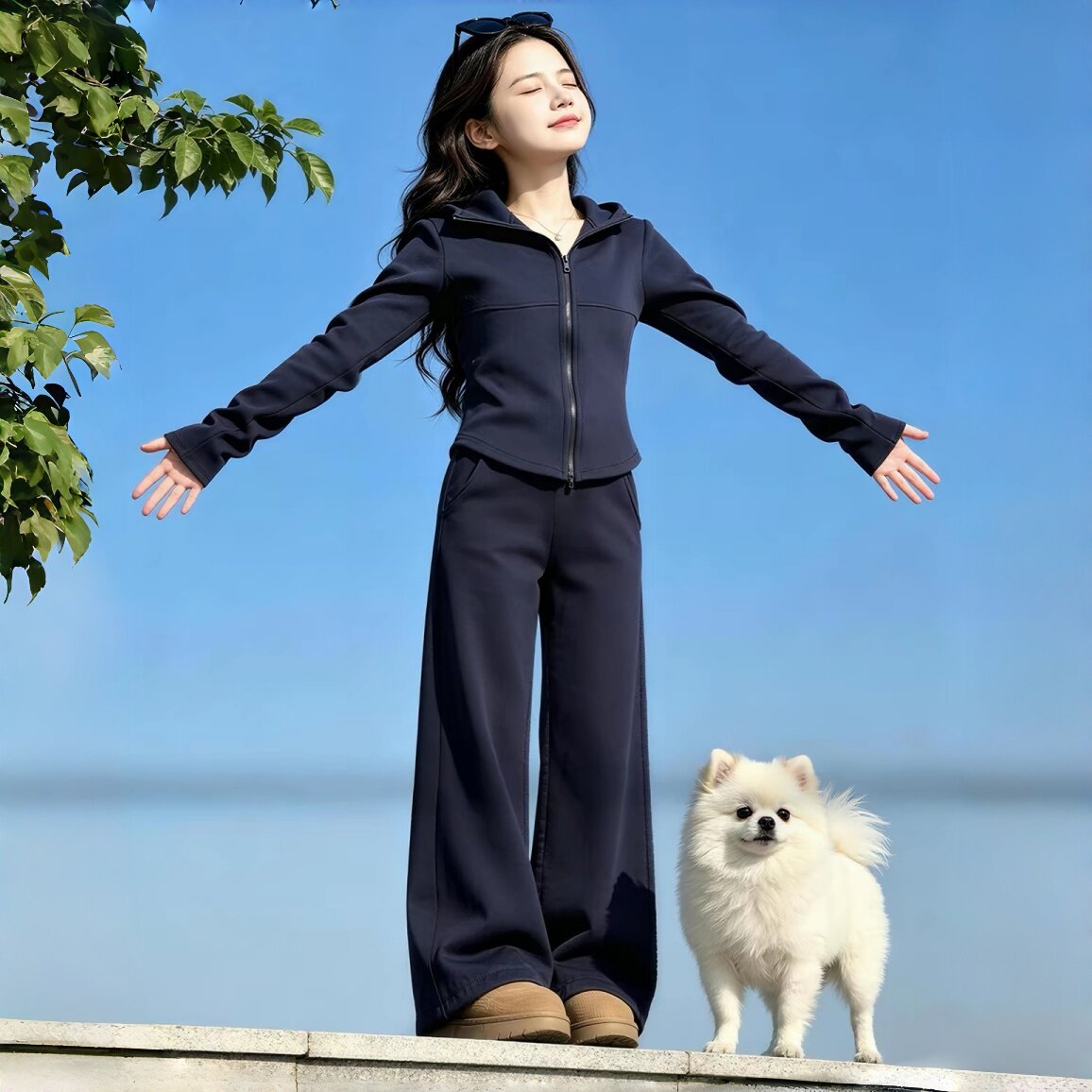 女童秋天2026新款连帽衫套装儿童洋气时髦中大童上衣直筒裤两件套