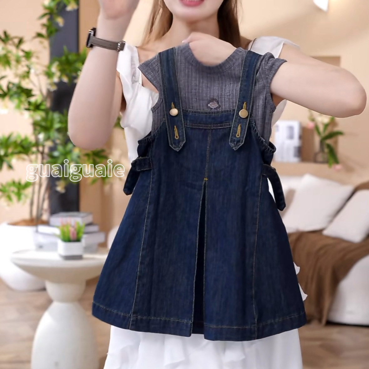 女童夏季背带裙裤短袖夏款两件套图片