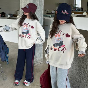 女童春秋季卫衣2025新款儿童韩系网红中大童秋天百搭长袖上衣秋装