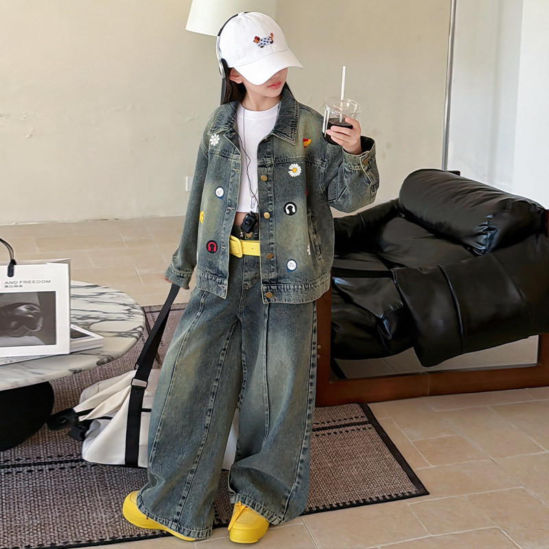 女童春季牛仔套装2026新款中大童重工外套裤子洋气两件套春秋款潮,童装/婴儿装/亲子装,套装,淘宝优惠券,粉丝福利购,淘宝优惠卷