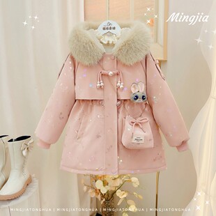 女童冬装派克服外套2025新款儿童洋气中大童冬季加绒加厚冬款皮衣