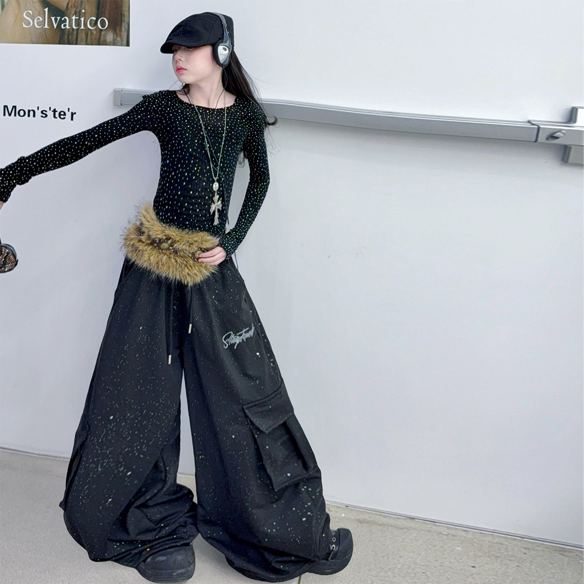 女童春季长袖T恤阔腿裤套装2026新款中大童设计感上衣洋气工装裤8,童装/婴儿装/亲子装,套装,淘宝优惠券,粉丝福利购,淘宝优惠卷