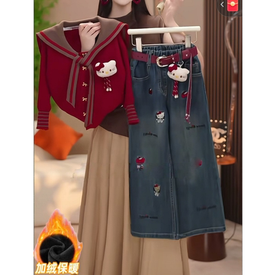 女童冬季拜年服毛衣套装2025新款