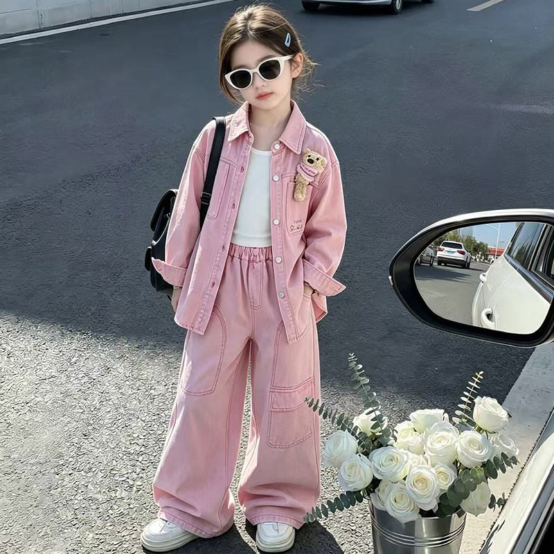 女童春秋装2026新款牛仔套装儿童甜酷洋气中大童秋天两件套春秋款