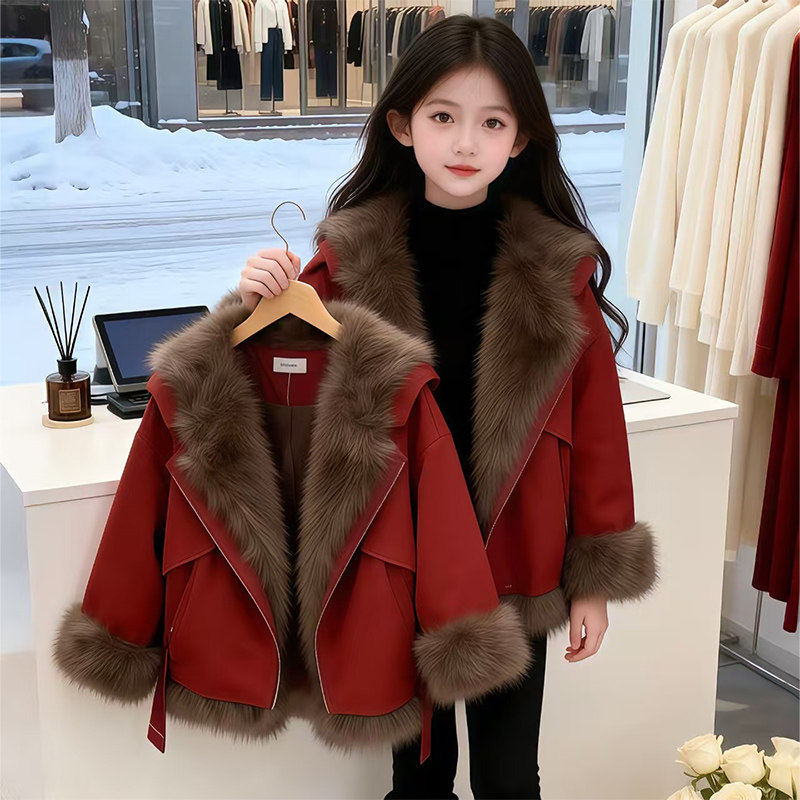 女童加绒拜年服外套2025新款中大童冬季红色毛毛衣加厚保暖棉衣潮,童装/婴儿装/亲子装,普通外套,淘宝优惠券,粉丝福利购,淘宝优惠卷