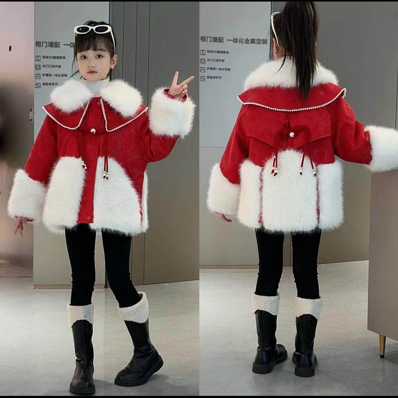 女童冬季皮衣外套2025新款儿童洋气中大童加绒加厚皮草冬装派克服,童装/婴儿装/亲子装,皮草/仿皮草,淘宝优惠券,粉丝福利购,淘宝优惠卷