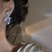 满钻蝴蝶结闪钻锆石气质优雅耳钉女奢华宫廷晚宴高级小众银针耳环