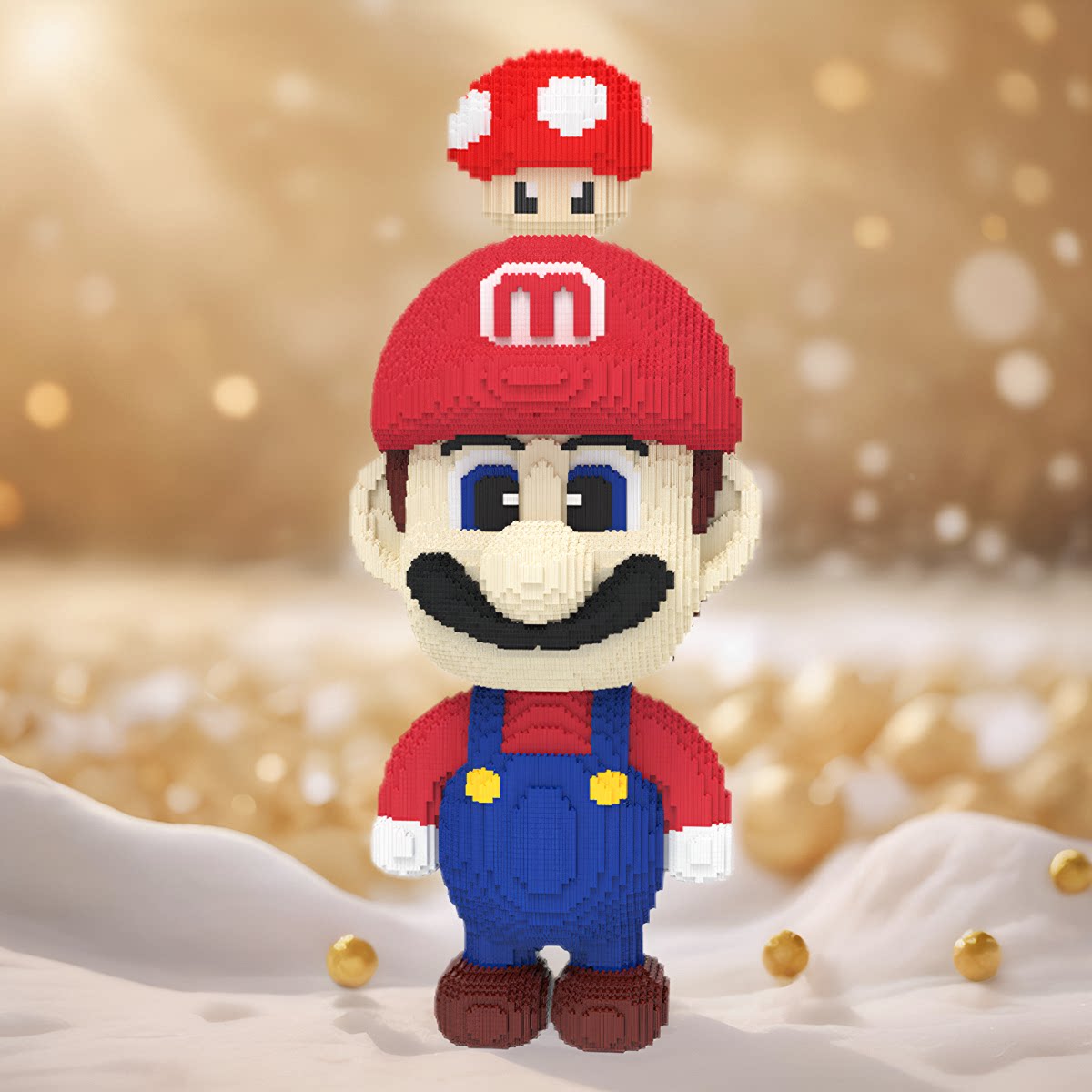 买一送一超大马里奥拼图积木颗粒拼装玩具超级玛丽拼图摆件礼物