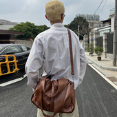 YUEN韩国复古单肩斜挎腋下大容量hobo软皮托特挎包男女休闲街头潮