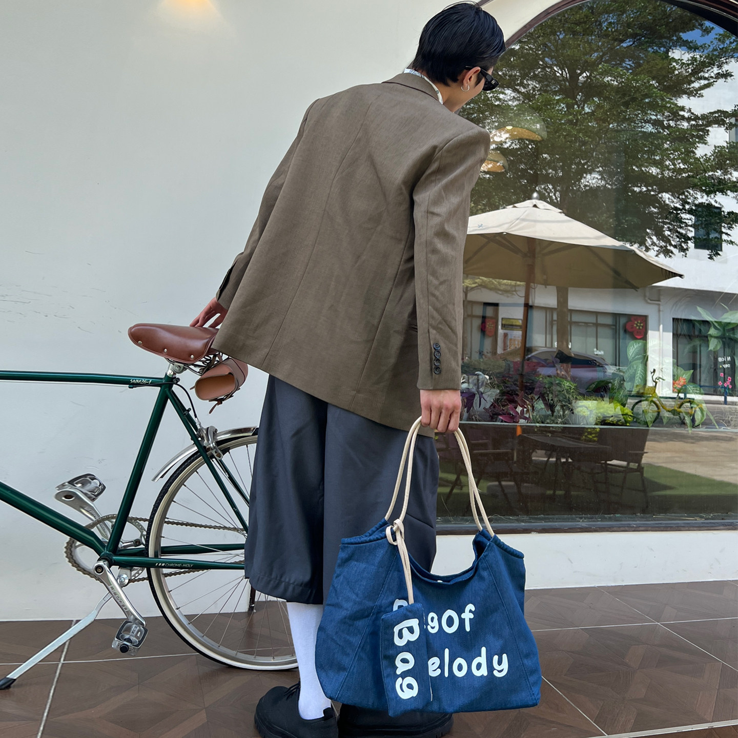 YUEN设计师款帆布包单肩手提牛仔帆布包男女生ins港风原宿街头潮