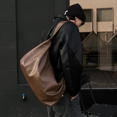 YUEN设计款ins复古单肩腋下饺子包男女pu街头托特通勤休闲松弛感